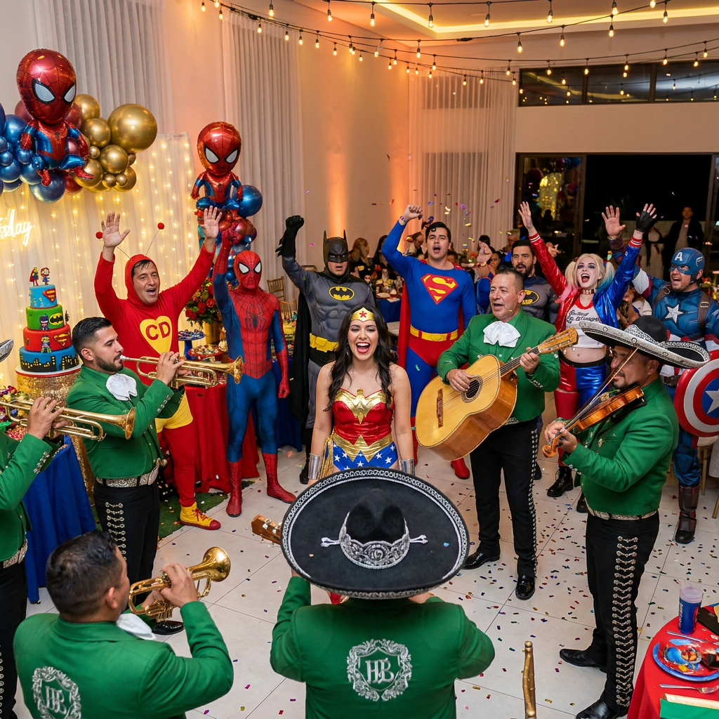 Mariachi cantando en cumpleaños