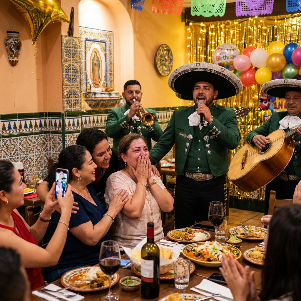 Reacción emocional en serenata de cumpleaños